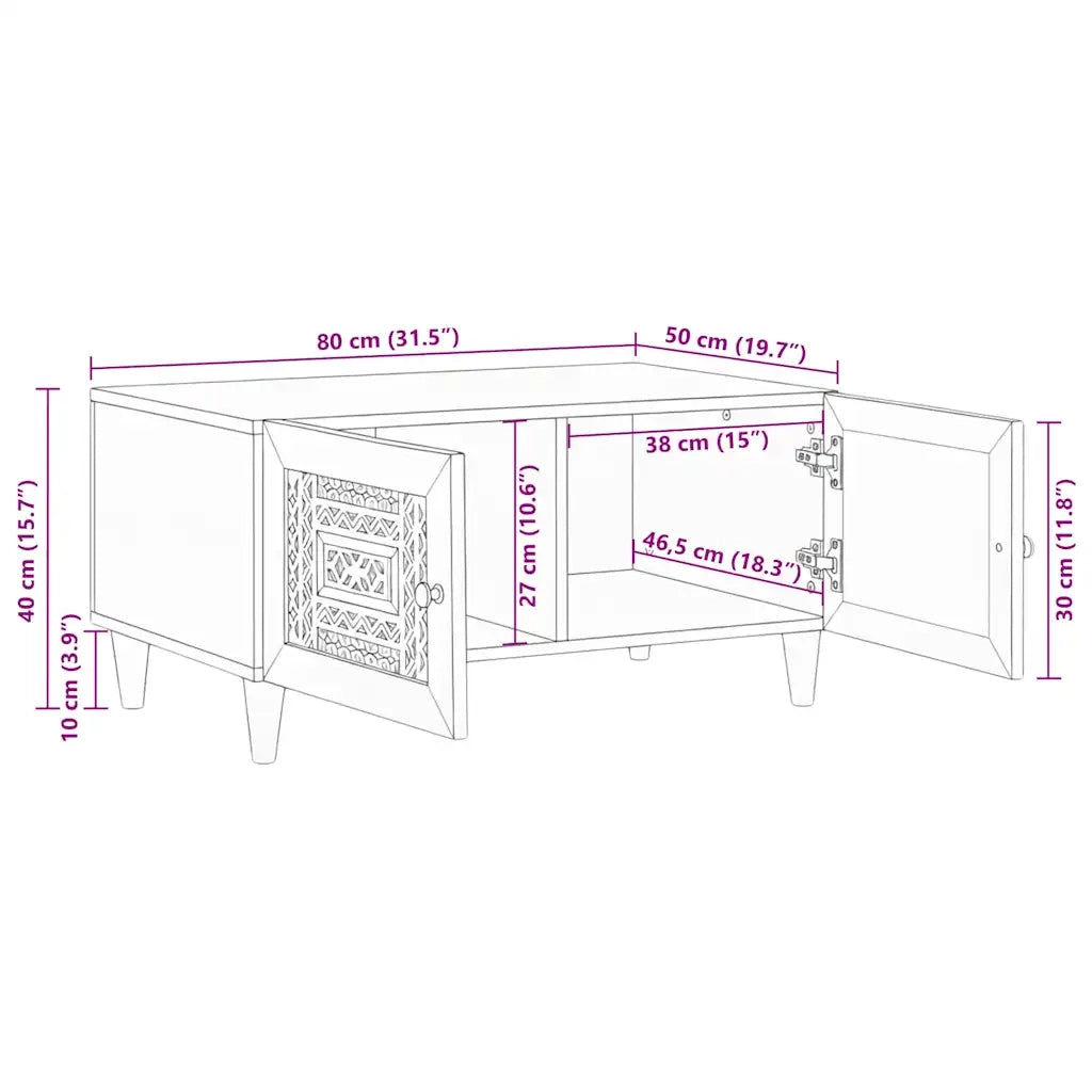 vidaXL Tavolino da salotto con archiviazione Beige 80 x 50 x 40 cm
