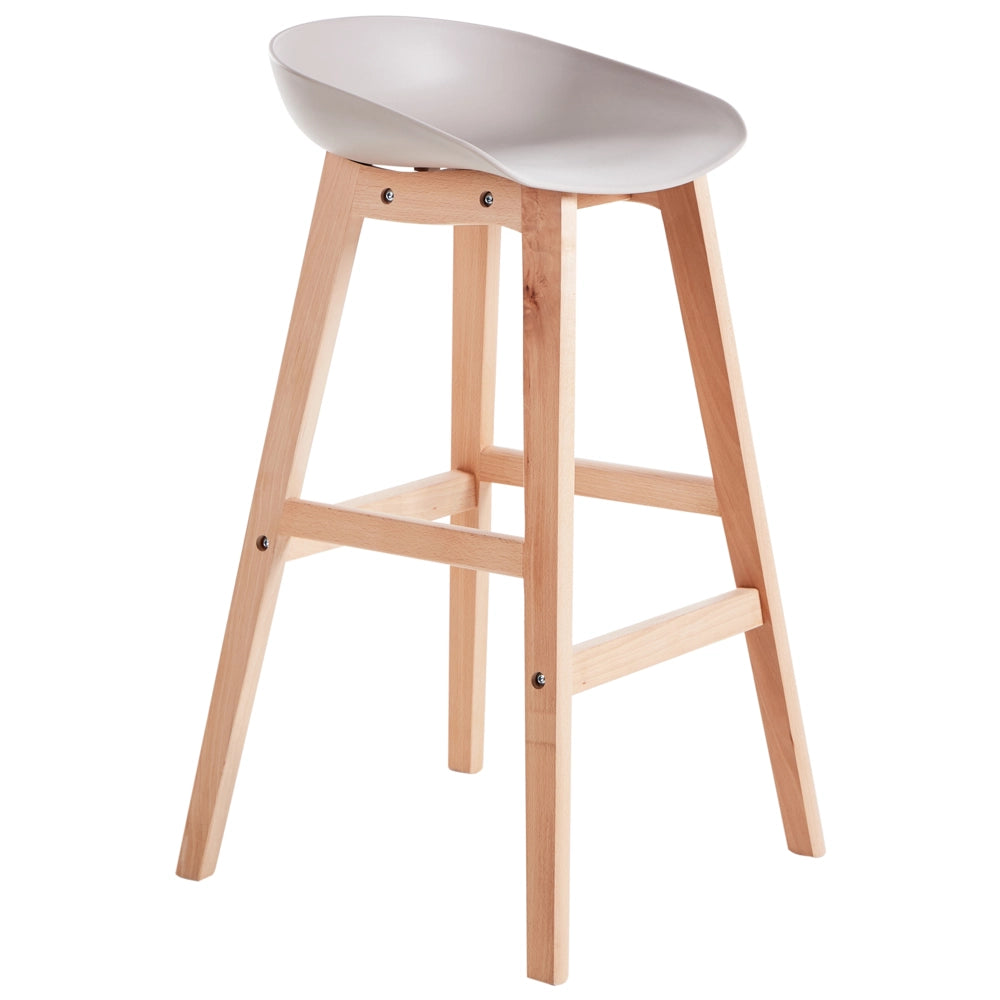 Set di 2 sgabelli da bar in legno chiaro e plastica color tortora 85 cm Sedia da banco