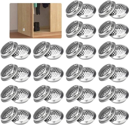 Ventilatore in acciaio inox 30 pezzi con fori circolari per ventilazione - ventilatore con perforazioni per cucina, bagno, armadio