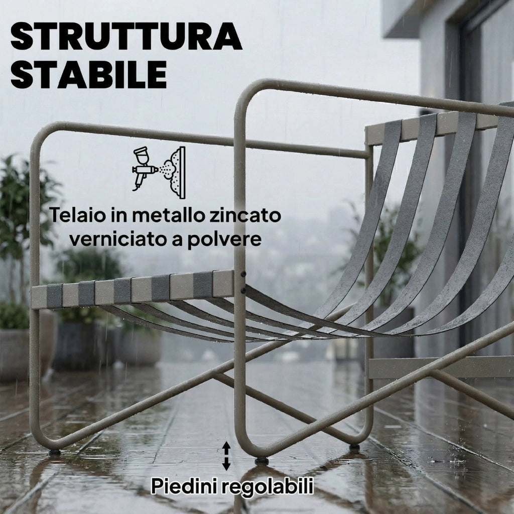Set da Giardino 4 Persone: Divanetto, Poltrone, Tavolo, Metallo, Rosa
