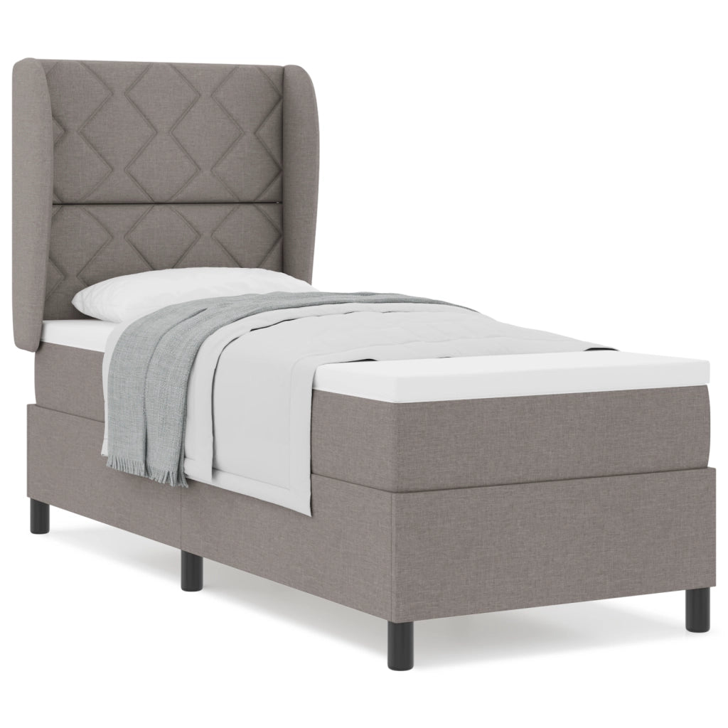 Letto Box Spring con Materasso in Tortora 80x200 cm Tessuto