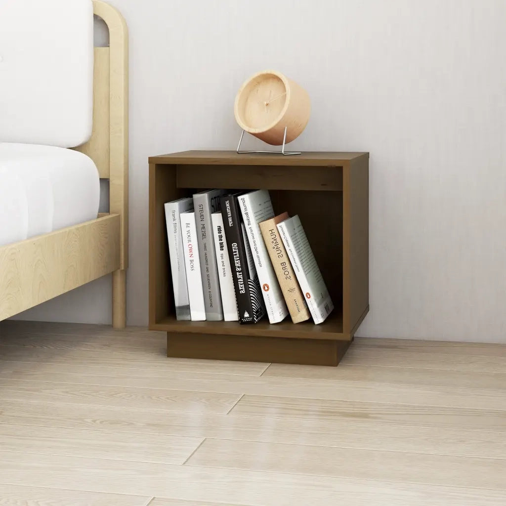 Comodino Marrone Ambra 40x30x40 cm in Legno Massello di Pino 813341