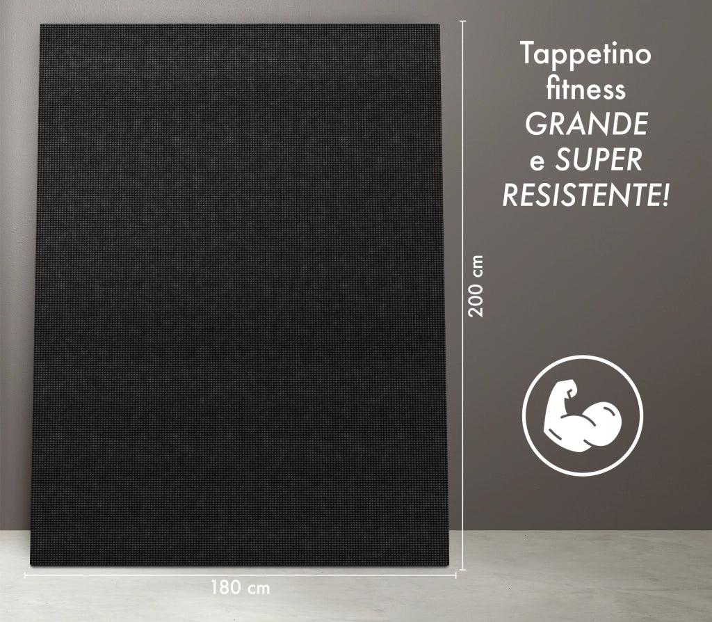 Tappeto Per Esercizi Grande XXL 180 x 200 Cm Antiscivolo Resistente Tappetino Allenamento Casa Palestra Materassino Fitness Pilates Yoga In Pvc Arrotolabile Facile Trasporto  Nero