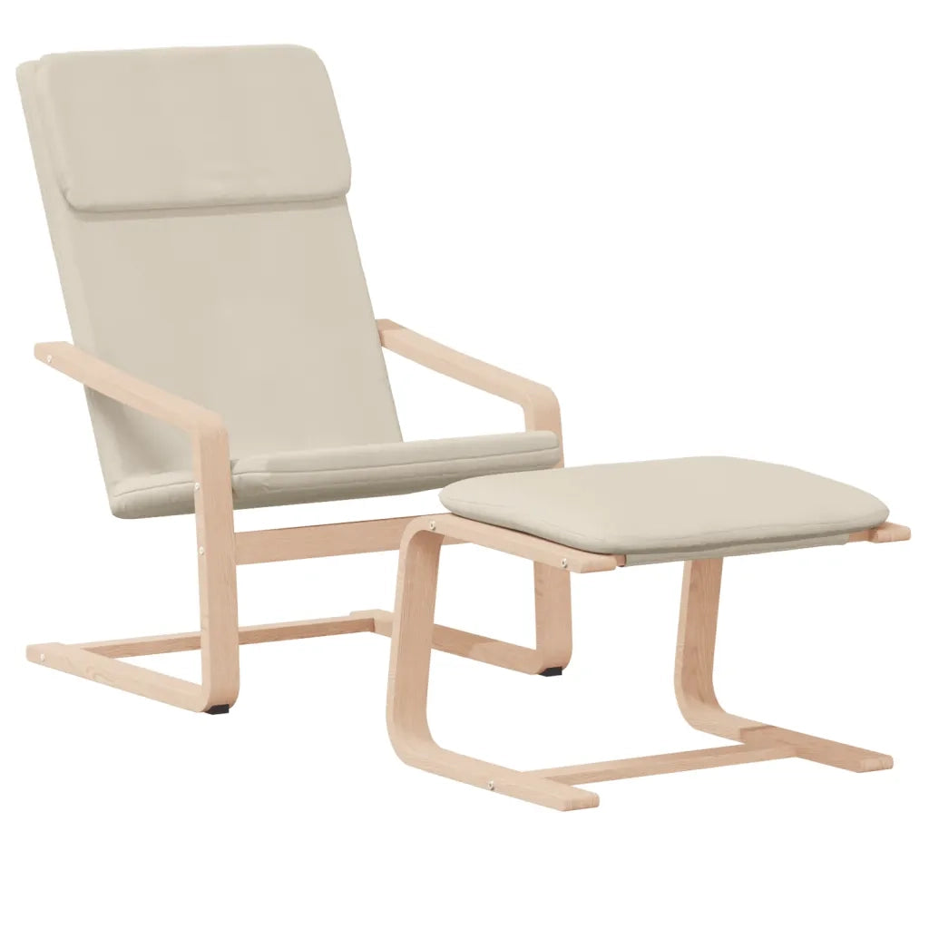 Divano Sedia-Poltrona Relax con Poggiapiedi Crema in Tessuto 954715