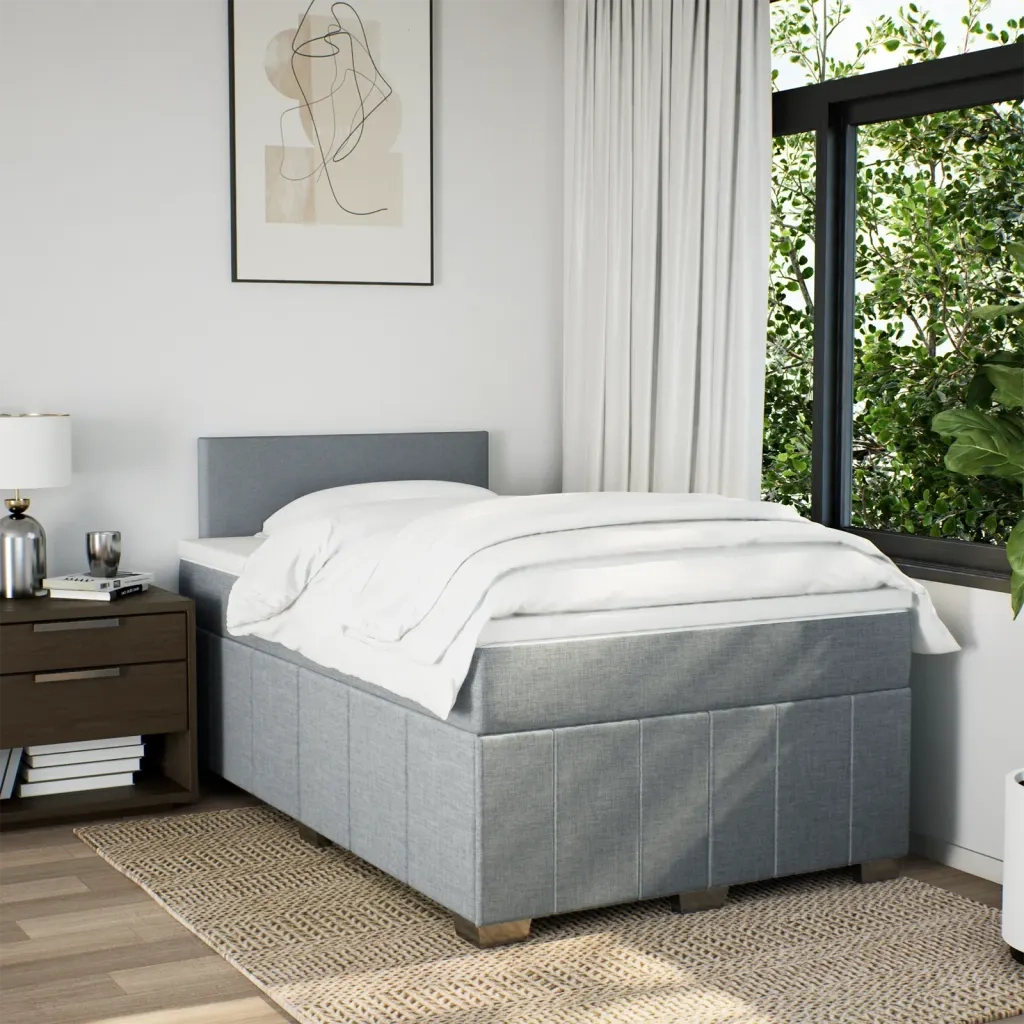 vidaXL Giroletto a Molle con Materasso Grigio Chiaro 120x190cm Tessuto