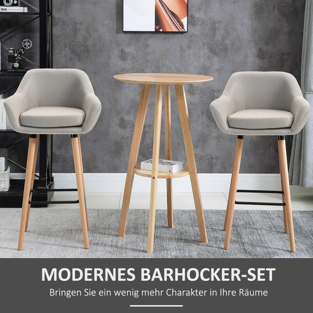 Set di 2 sgabelli da bar con schienale e braccioli in metallo beige per cucina e bancone 100 × 55 × 48 cm