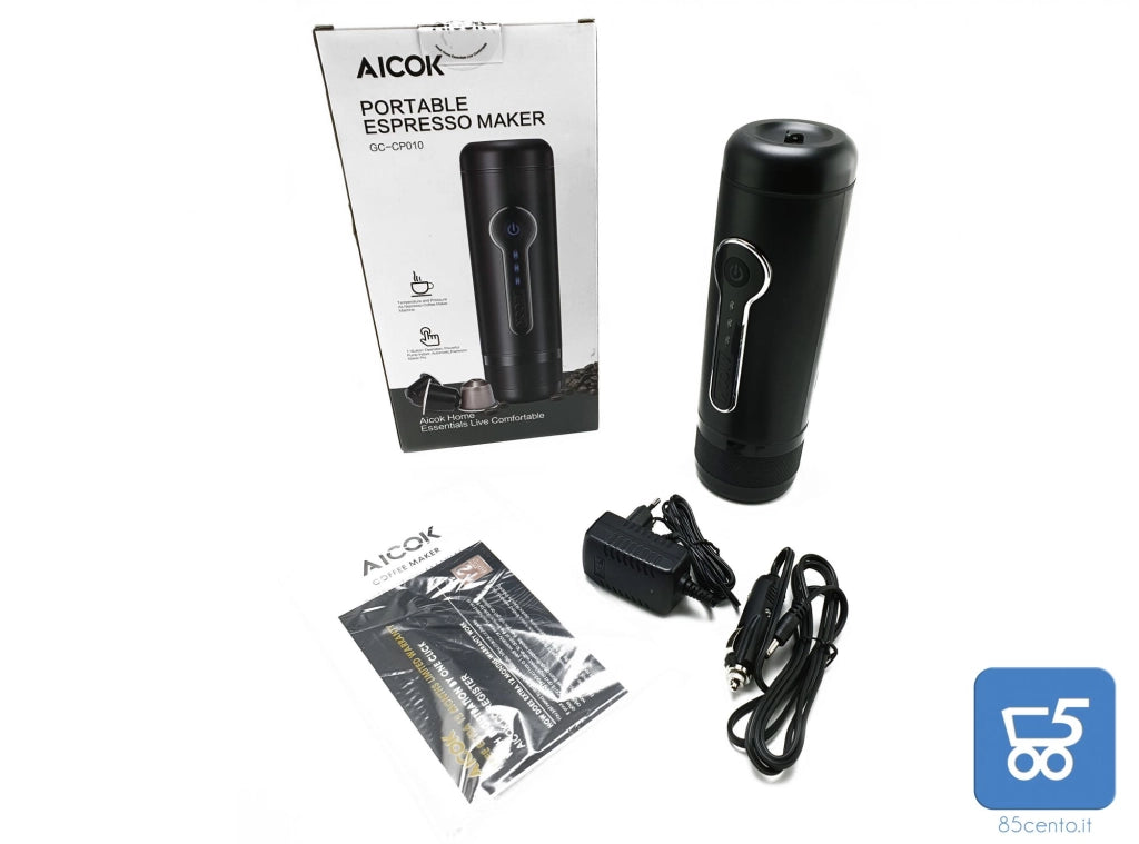 MACCHINA PER CAFFÈ PORTATILE A BATTERIA COMPATIBILE CON CIALDE NESPRESSO L'OR FUNZIONAMENTO 220V 12V AUTO