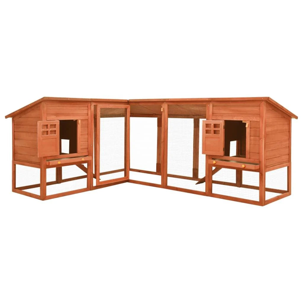 Conigliera da esterno con recinto 250 x 192 x 105 cm legno massello di abete marrone 02_0000596