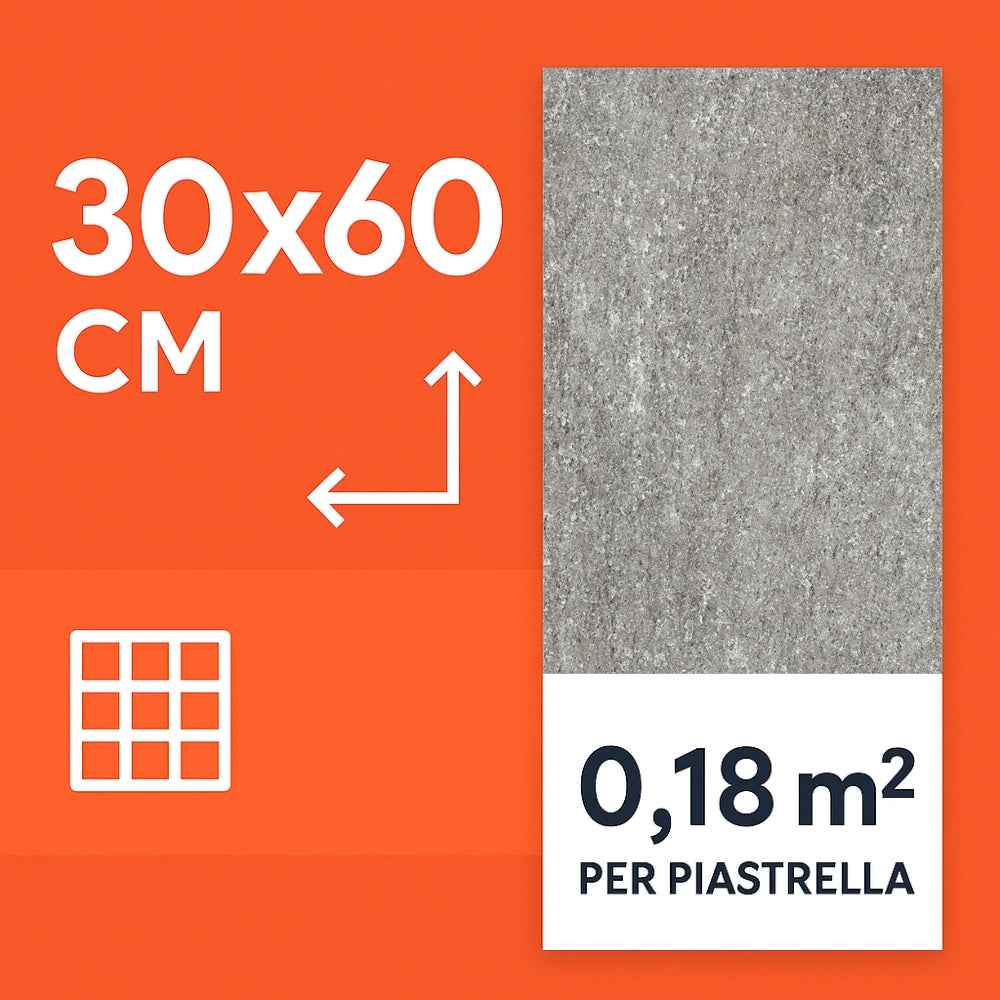 Piastrella gres porcellanato rettificata quarz antracite r10 30x60 cm *** misura 1,08 m2, confezione 1