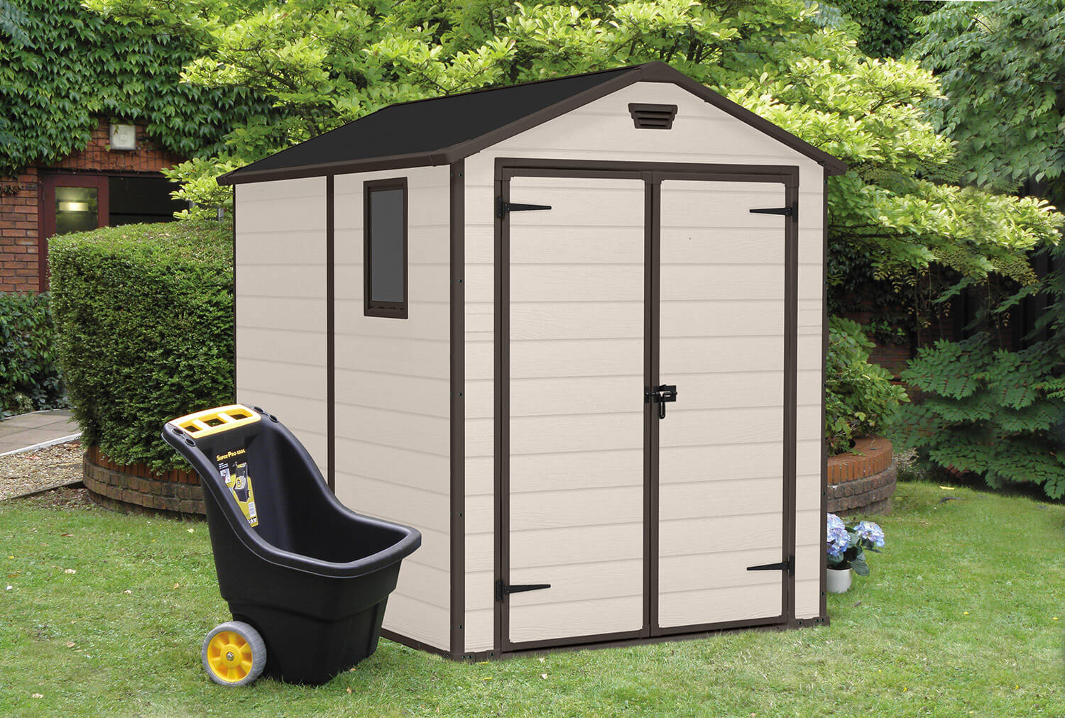 Casetta da Giardino Porta Attrezzi 185,8x236,8x227 cmin Resina Effetto Legno Keter Manor 6x8 Beige