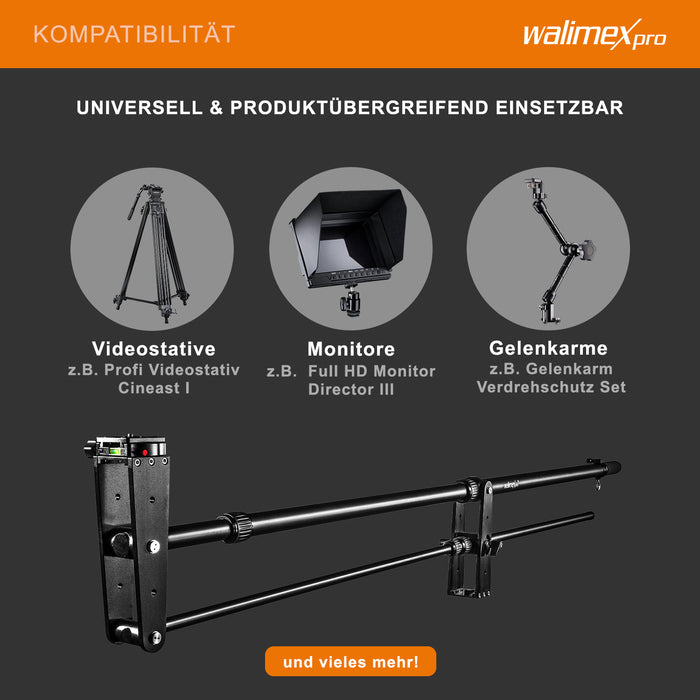 Director Pro, Jimmy Jib per telecamera, braccio per videocamera, 77x9x25cm max 3kg filettatura 1/4" 3/8", con borsa