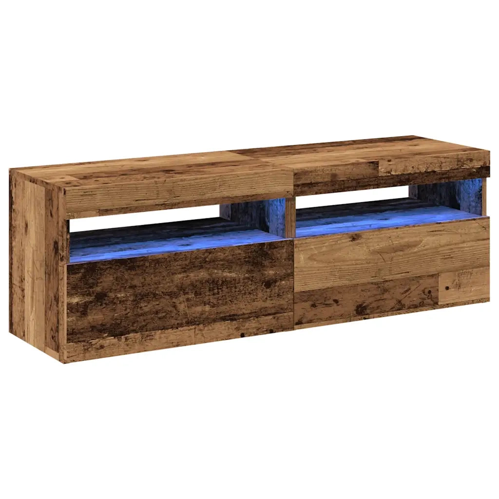 vidaXL Mobili Porta TV con LED 2 pz Legno Antico in Legno Multistrato