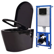Wc sospeso con cassetta nascosta bagno guardaroba casa risparmio idrico piedini regolabili in altezza ceramica nera 02_0003581