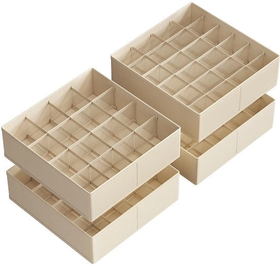 Set di 4 organizzatori di carrello con 80 contenitori - Cassa organizzatrice pieghevole