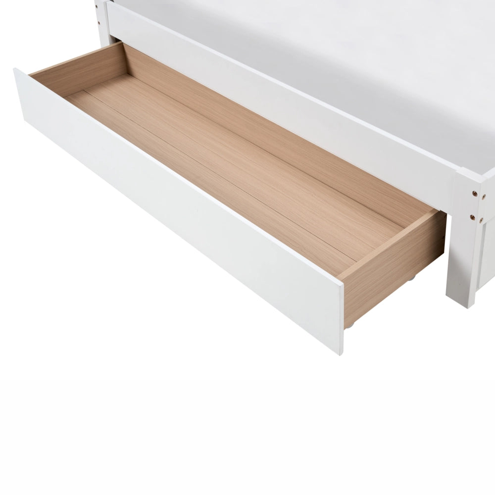 Letto con cassetti senza testiera in legno di gomma bianca 160 x 200 cm design moderno con contenitore