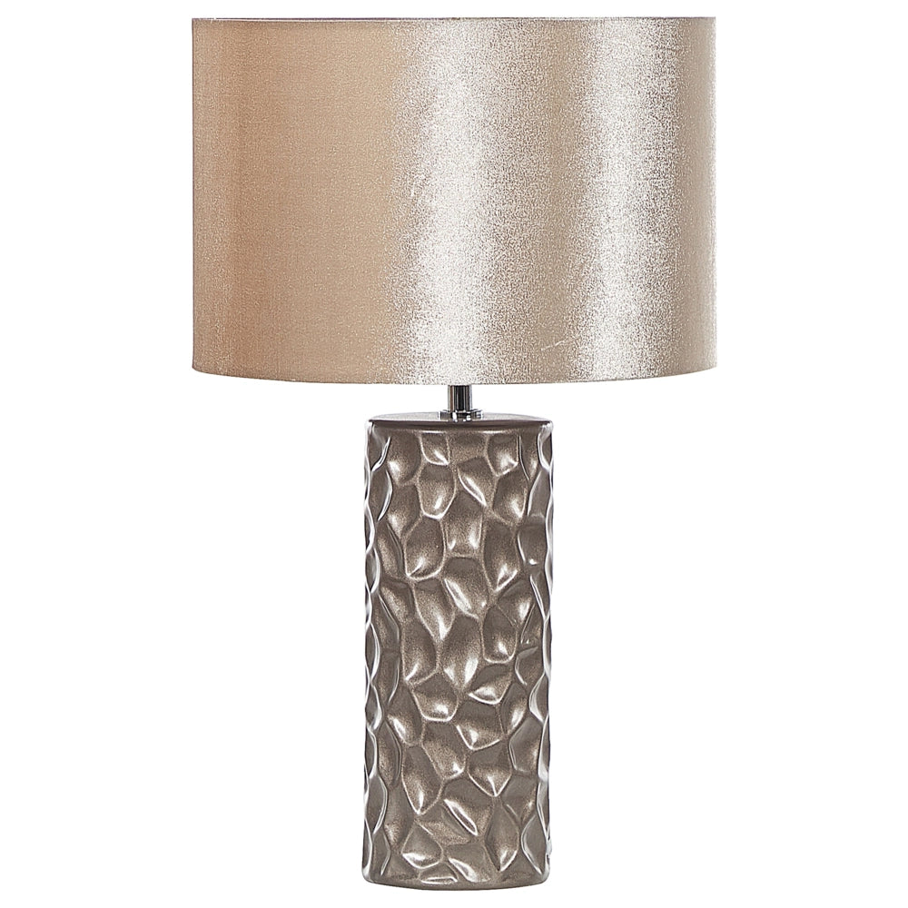 Lampada da Tavolo dorato Ceramica 50 cm Motivo Geometrico Velluto Tamburo Paralume Comodino Soggiorno Camera da Letto Illuminazione Glamour