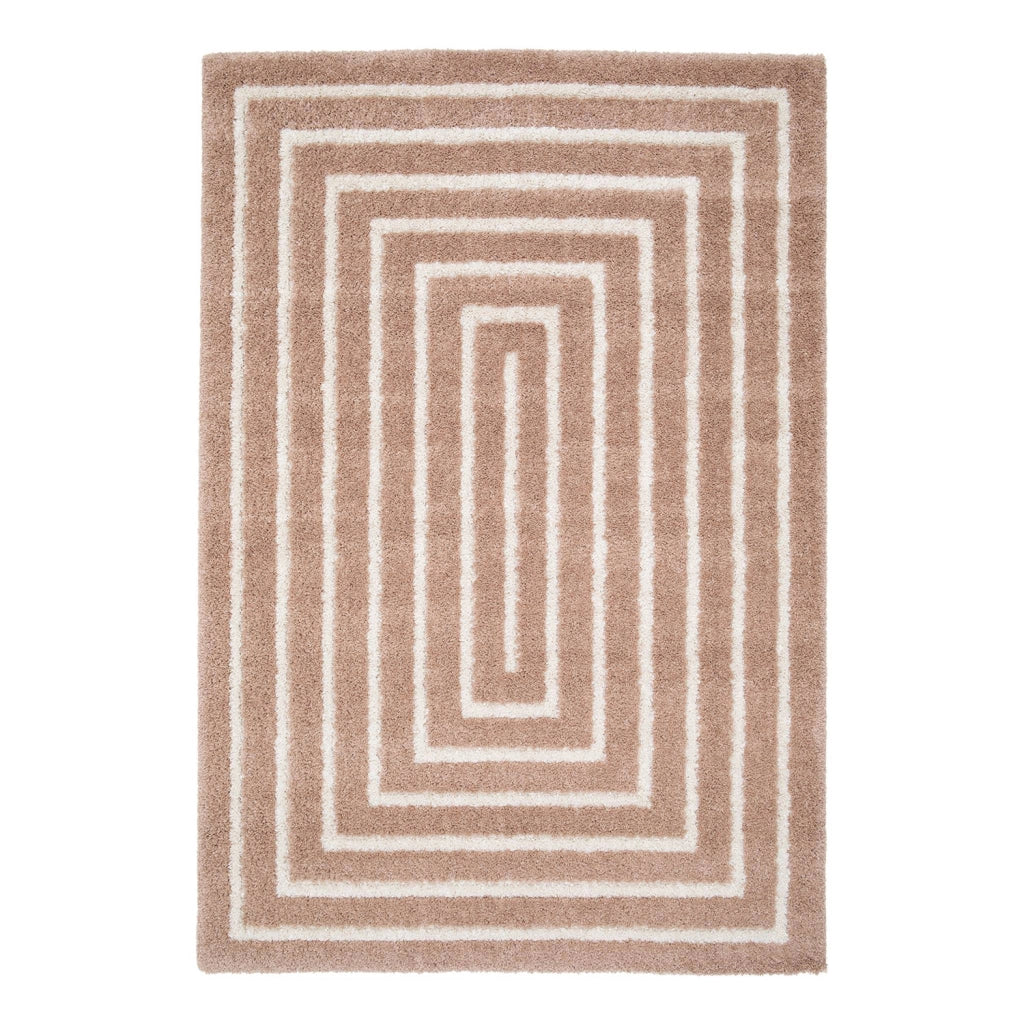 Tappeto da interno motivo rettangolo rosa e crema