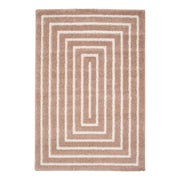 Tappeto da interno motivo rettangolo rosa e crema