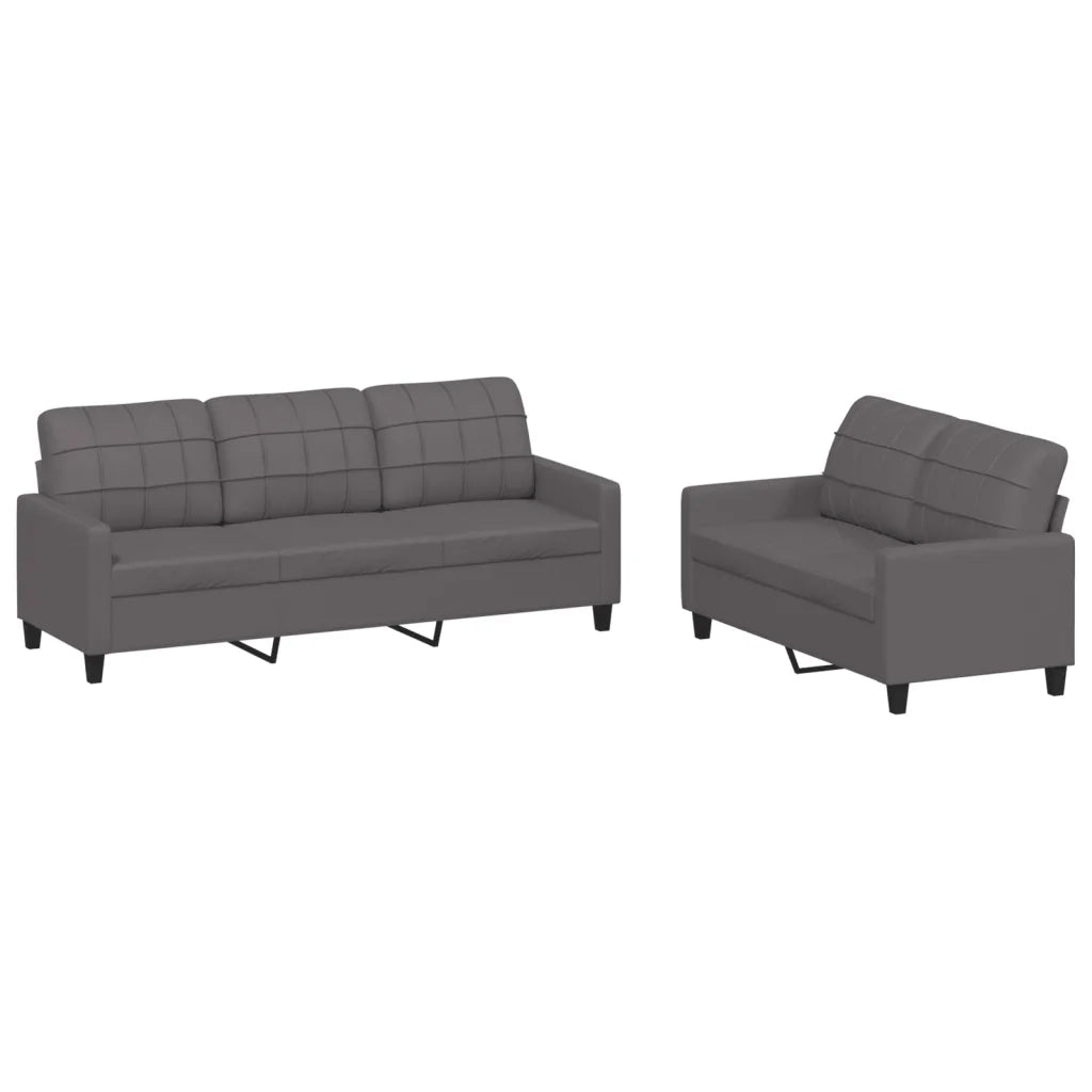 Set di Divani 2 pz con Cuscini Grigio in Similpelle 3201380