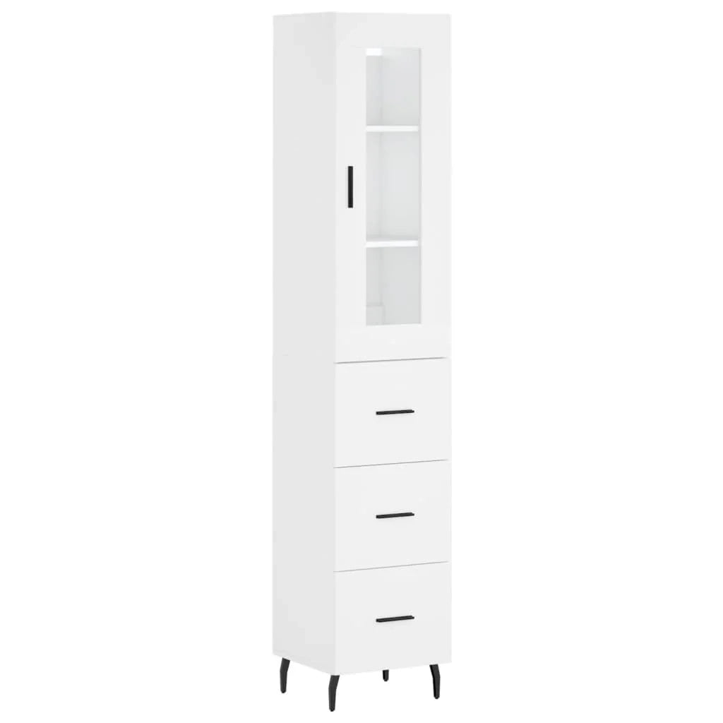Buffet credenza cassettiera mobiletto mobile contenitore organizer cucina soggiorno salotto alto 34,5 x 34 x 180 cm legno ingegnerizzato bianco 02_0032379