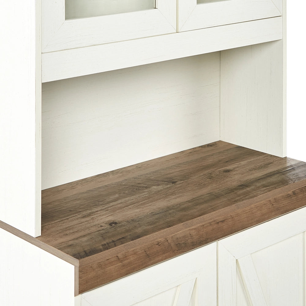 Credenza in truciolato bianco MDF con ripiani e frontale in vetro Sala da pranzo Cucina
