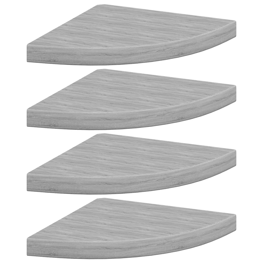 4 pz Mensole | Ripiano | Scaffale Angolari Grigio Cemento 35x35x3,8 cm in MDF
