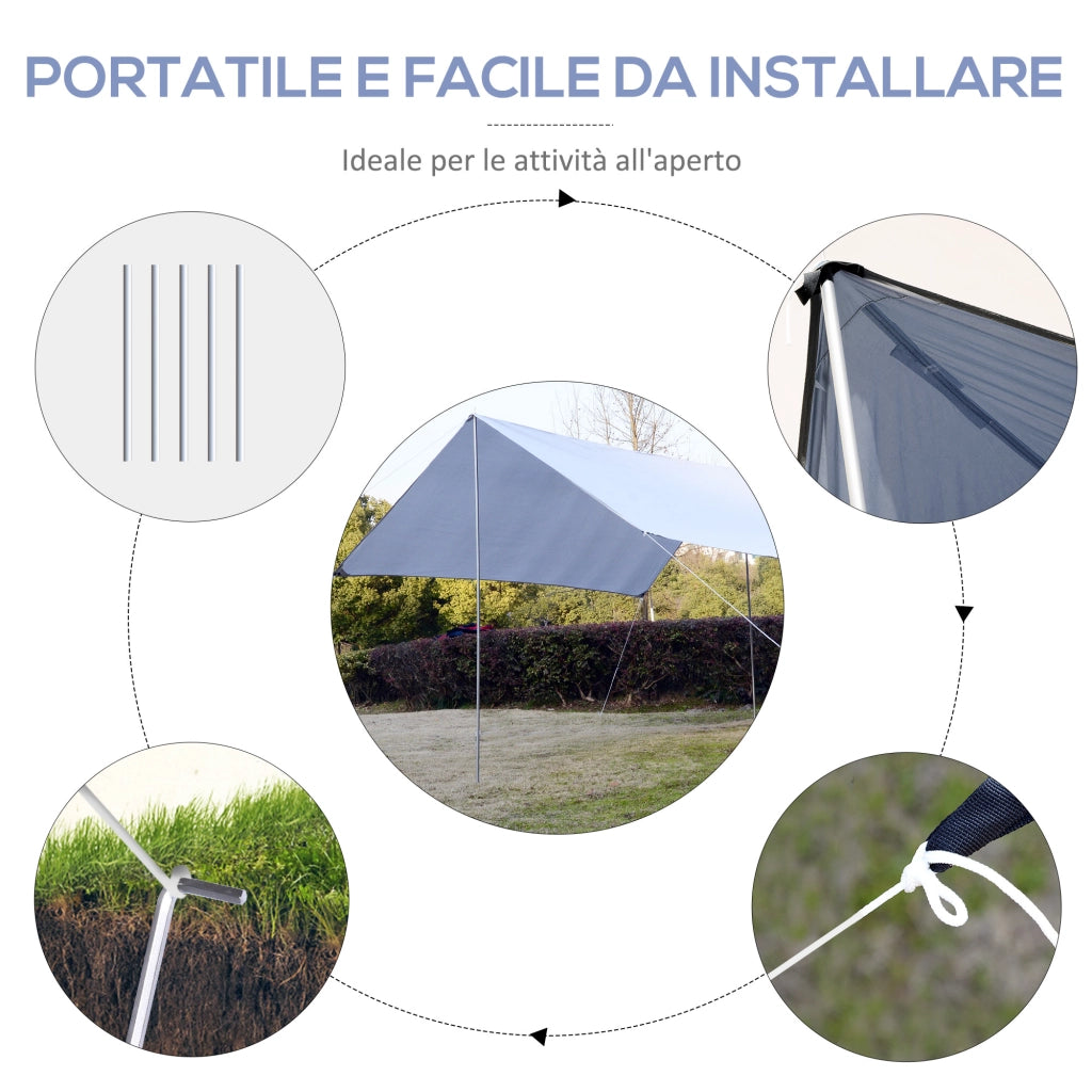 Tenda da Sole Portatile 3x3 m ¨C zephmum ¨C Bianco, Impermeabile