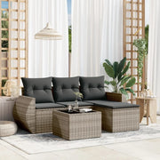 Set Divano da Giardino 5 pz con Cuscini-Sofa da Giardino-Divanetto da esterno Grigio in Polyrattan 644668