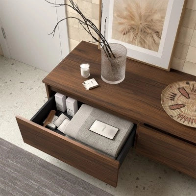 Cassettiera bagno 80 cm sospesa in noce maya con chiusura soft close - Sumo