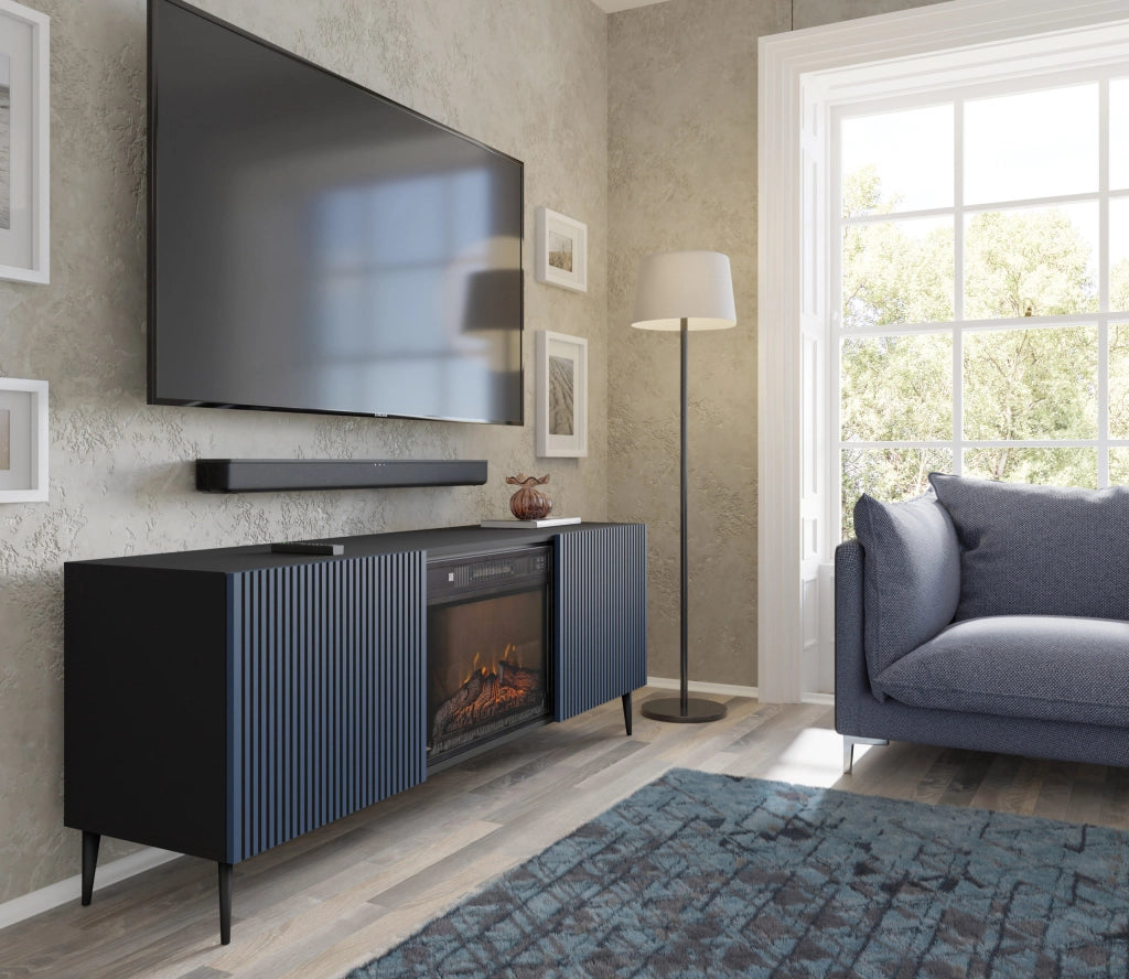 MOBILE TV RAVENNA FPB RTV 2D 170 C CAMINO NERO OPACO BLU NAVY