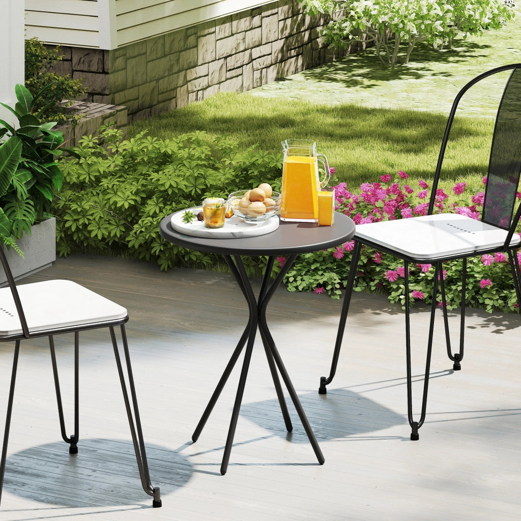 Tavolo da giardino rotondo ¨C zephmum ¨C nero, acciaio, ?60 cm