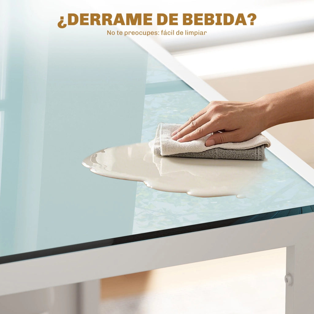 Tavolo da pranzo rettangolare con 4 sedie ¨C Minimal ¨C vetro temperato bianco 120x80x75 cm