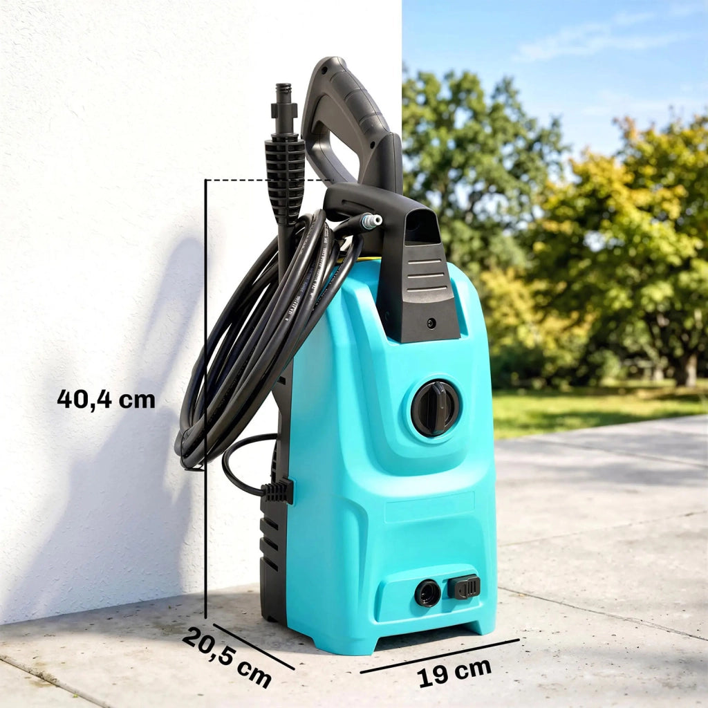 Idropulitrice ad Alta Pressione 20,5x19x40,4 cm Potenza 1500W con Ugello Regolabile e Kit Pulizia Blu