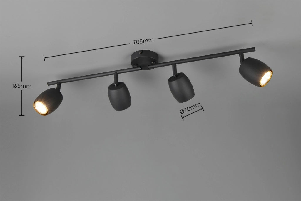 Faretto a soffitto NANCY RL 4xGU10 nero metallo