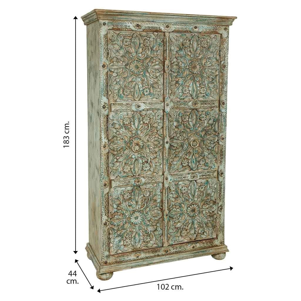 Mobile in legno intagliato verde 102x44x183h
