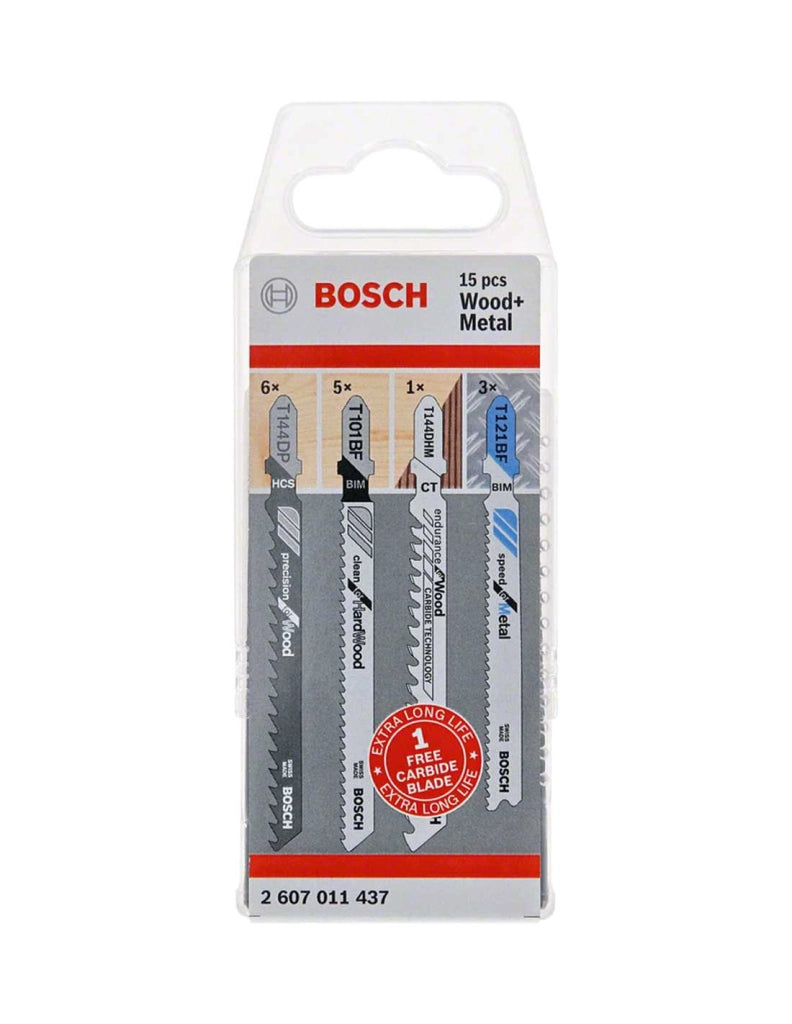 Set di 15 Lame per seghetto alternativo per legno e metallo BOSCH (2 607 011 437)