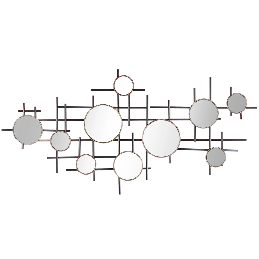 Specchio da parete Nero con decorazione in metallo dorato 10 pezzi 113 x 55 cm Pezzo contemporaneoy Glam Design