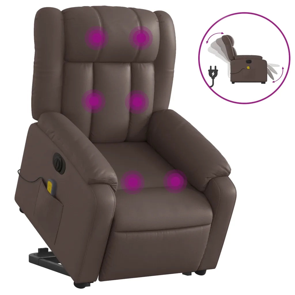 Poltrona Alzapersona Elettrica Reclinabile Marrone Similpelle 3205287