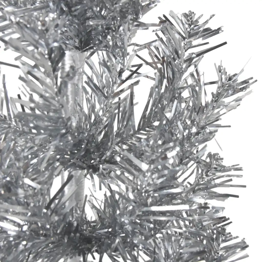 Albero Natale Artificiale Sottile a Met¨¤ Supporto-Albero Natalizio Argento 210cm