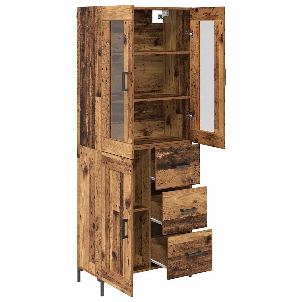 Credenza con cassetto 2 pz | Madia | Buffet da pranzo | Armadio da pranzo Legno vecchio Legno multistrato