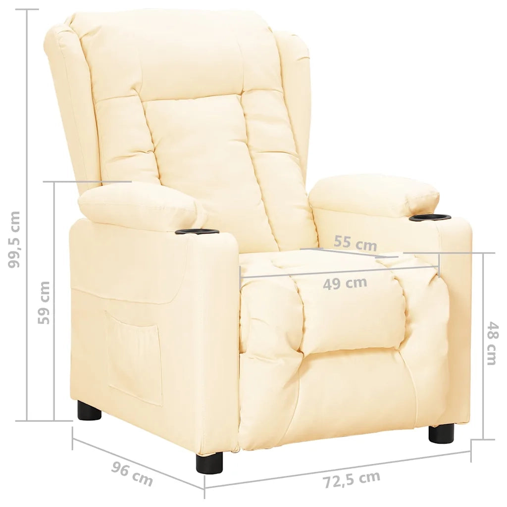 Divano Sedia-Poltrona Reclinabile Crema in Similpelle 367712
