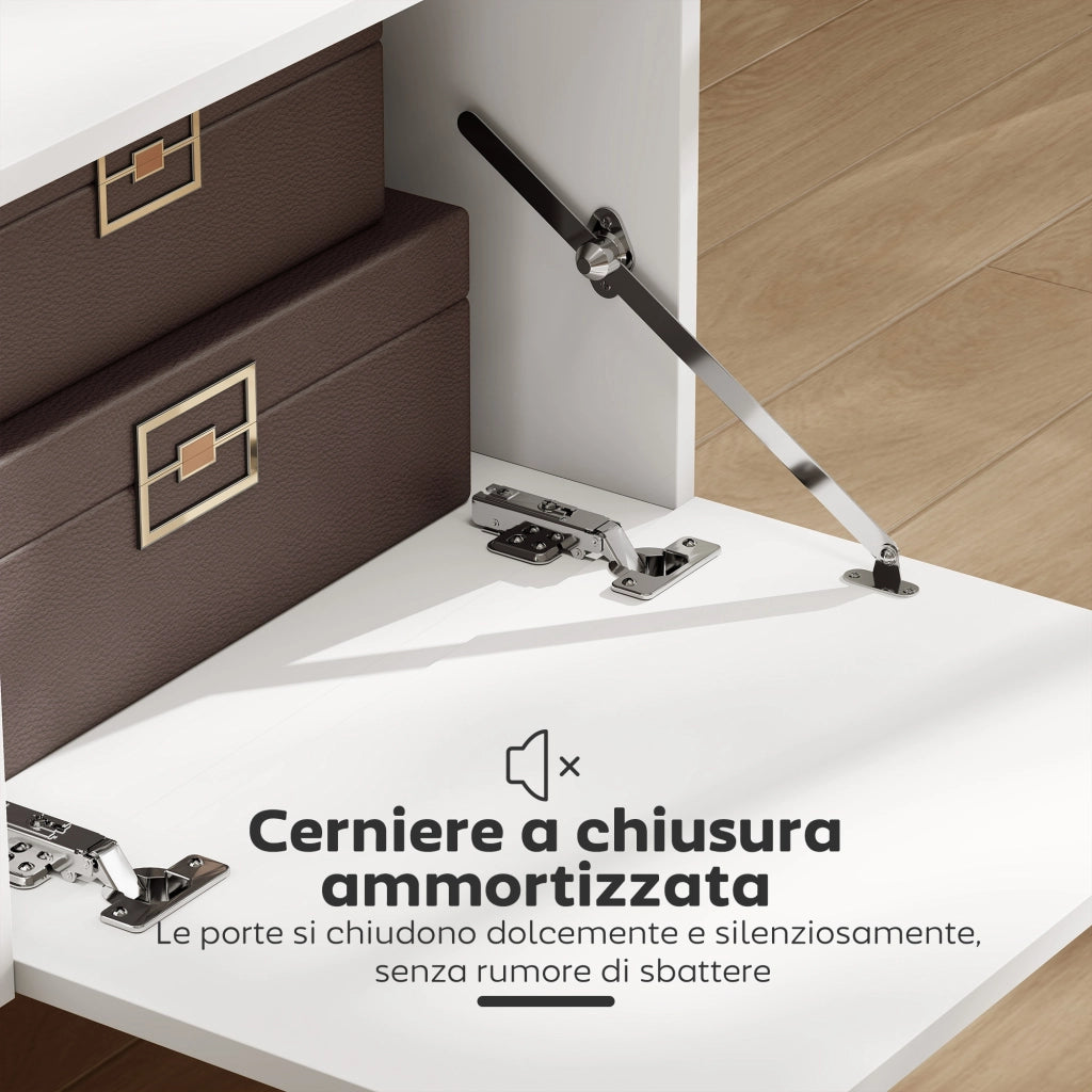 Mobile TV 70" Max con 2 Ante a Ribalta Cassetto e Scaffale Aperto 150x35x45 cm in Legno Bianco e color Legno