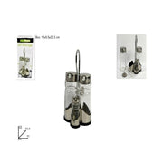 Trade Shop - Set 4 Bottiglie Menage Per Olio Aceto Sale Pepe Tappo In Vetro Acciaio Dosatore -