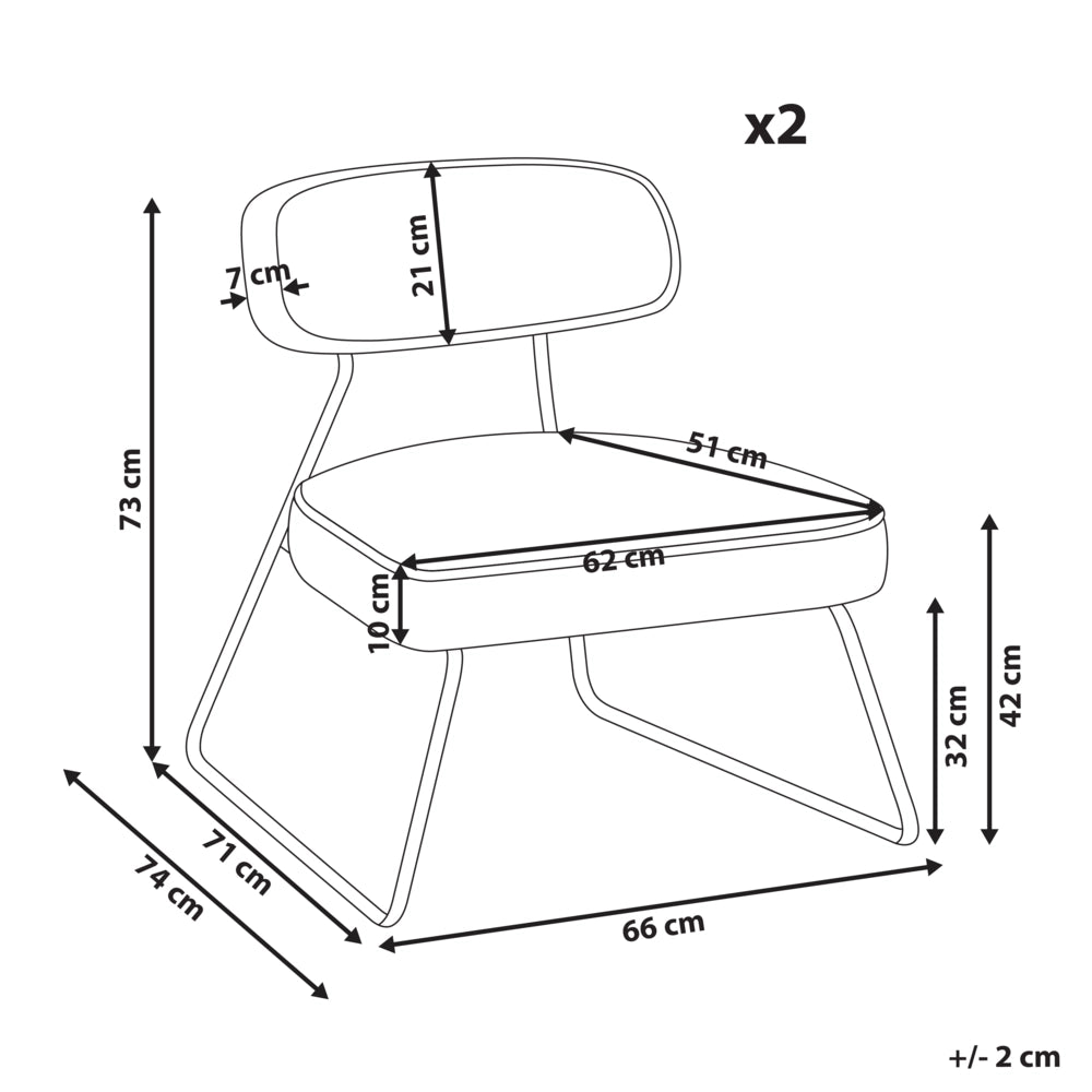 Set di 2 poltrone in tessuto bianco sporco con gambe in metallo senza braccioli Soggiorno moderno