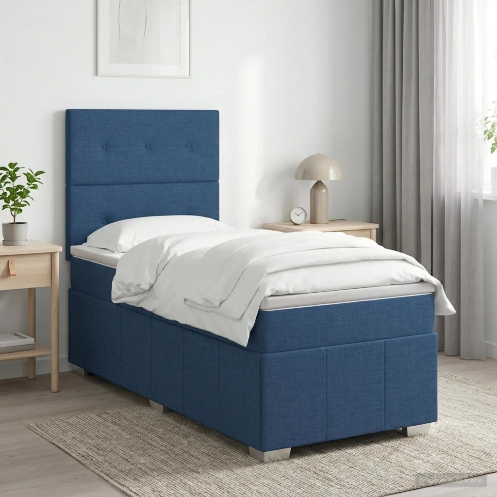 Letto box spring con materasso Blu 90 x 200 cm Tessuto 3454056