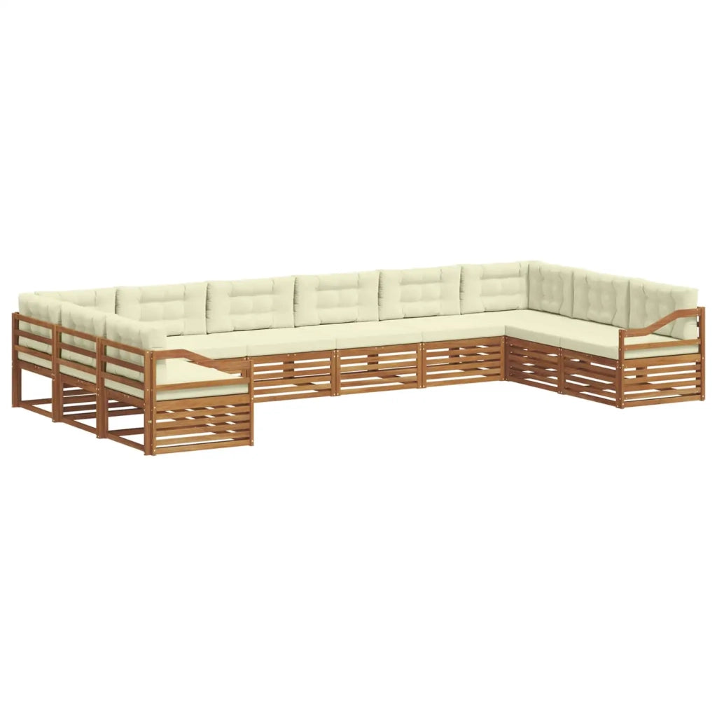 Set divani 10 pcs Naturale e Crema Legno di Acacia Massello