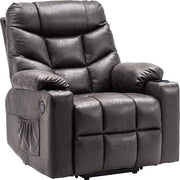 Sedia Relax Luxe per Animale - Sedia per Relaxarsi - Collegamento USB - Grigio - Pelle - Retro - Sedia per TV - Funzione di Alzamento - 85 x 94 x 100 cm