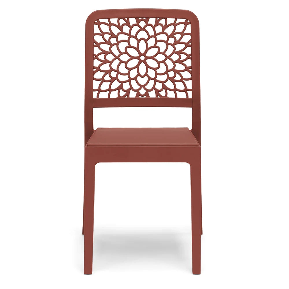 Sedia in polipropilene TICHE, impilabile, resistente ai raggi UV, design moderno, ideale per sala da pranzo, cucina, sala d’attesa, bar, ristoranti o giardino, colore Mattone