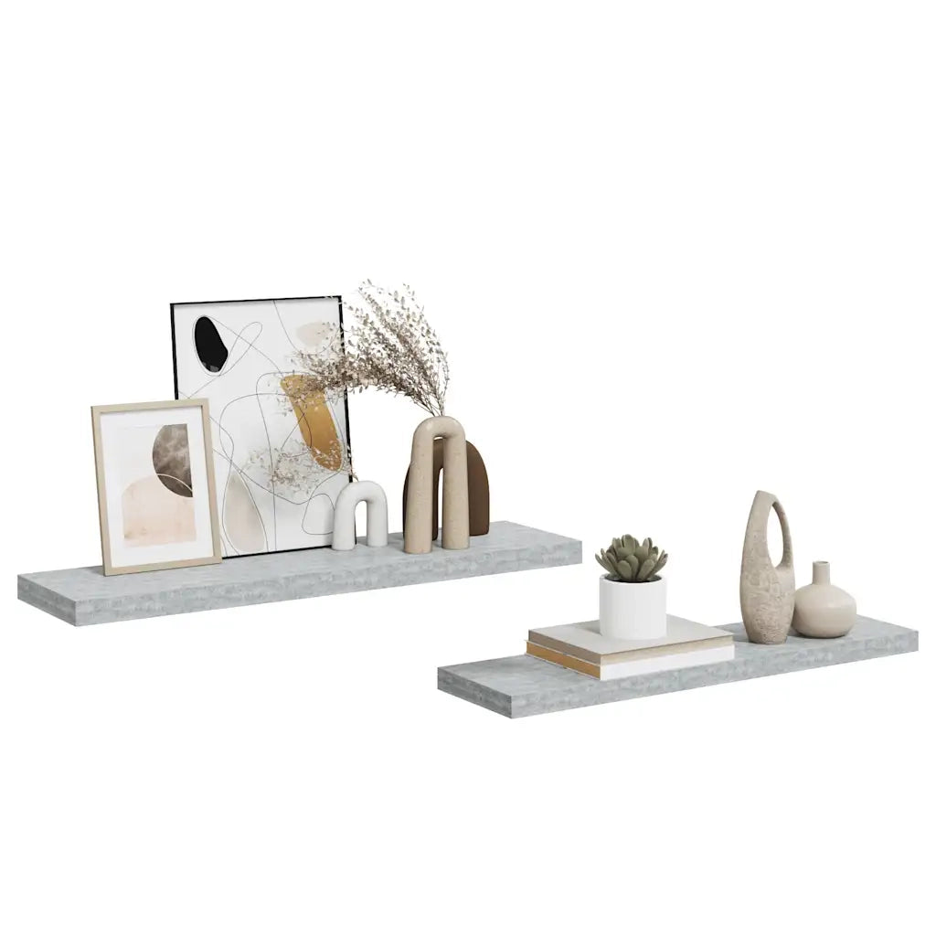 Scaffali a Parete 2 pz Grigio Cemento 90x23,5x3,8 cm in MDF 326604