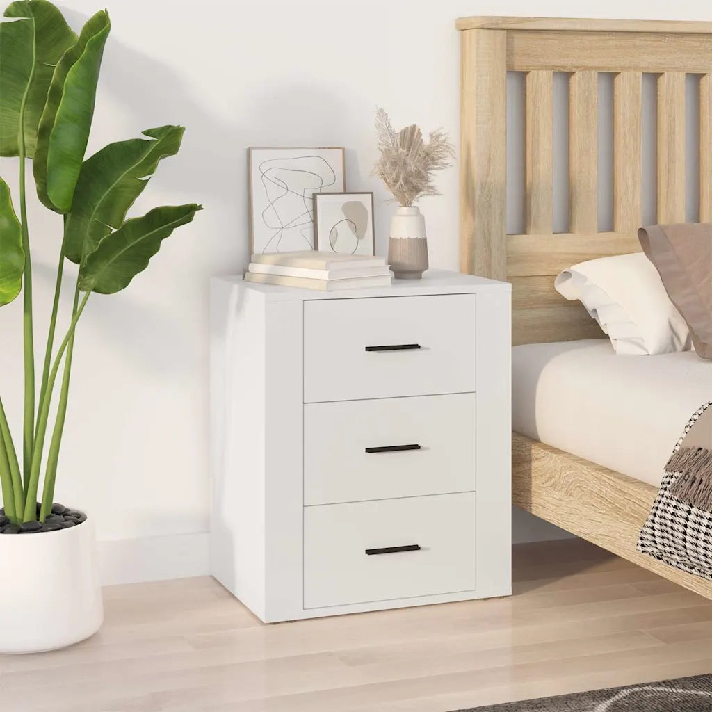 Comodino | Armadio da Notte | Mobiletto da notte Bianco 50x36x60 cm in Legno Ingegnerizzato